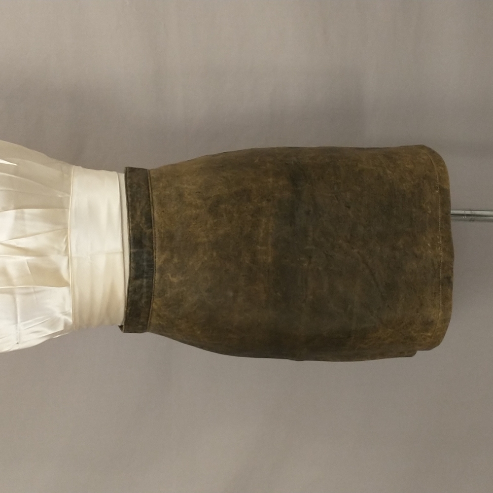 Distressed Leather Mini Skirt fit sz 2 Natural Brown Lined High Quality Vintage